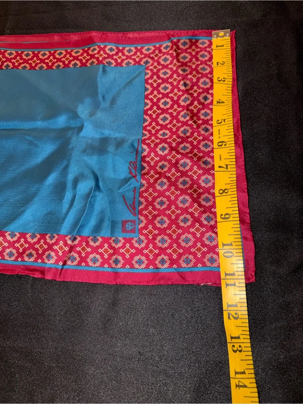 Anne Klein for Vera Vintage Silk Scarf Turquoise Pink Geometric